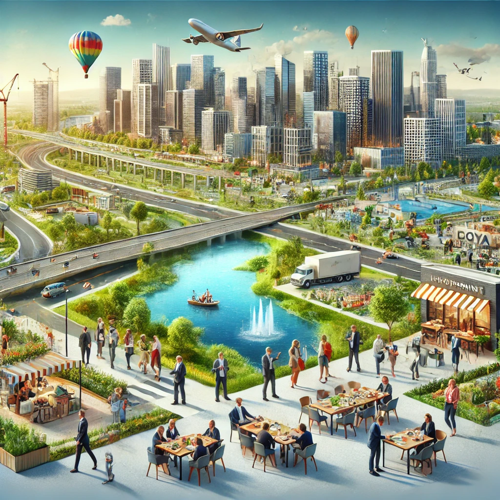 DALL·E 2025-02-28 20.43.39 - A visually compelling image representing the economic and social impact of the Morotí urban development project in Goya, Argentina. The image should i